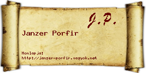 Janzer Porfir névjegykártya